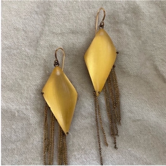 Alexis Bittar Gold Lucite Dangle Earrings with box and travel pouch - Picture 3 of 8